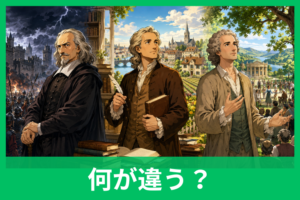 社会契約説の違いを一発理解！ホッブズ・ロック・ルソーを比較表でわかりやすく解説